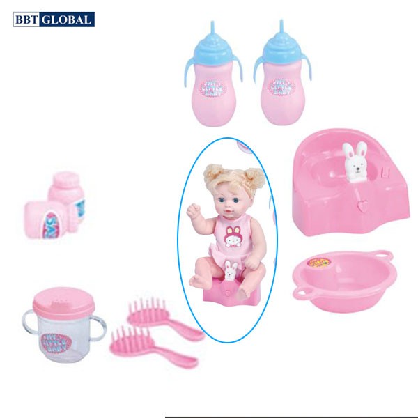 Đồ chơi 2 búp bê ghế ngồi ăn dặm KT3000F