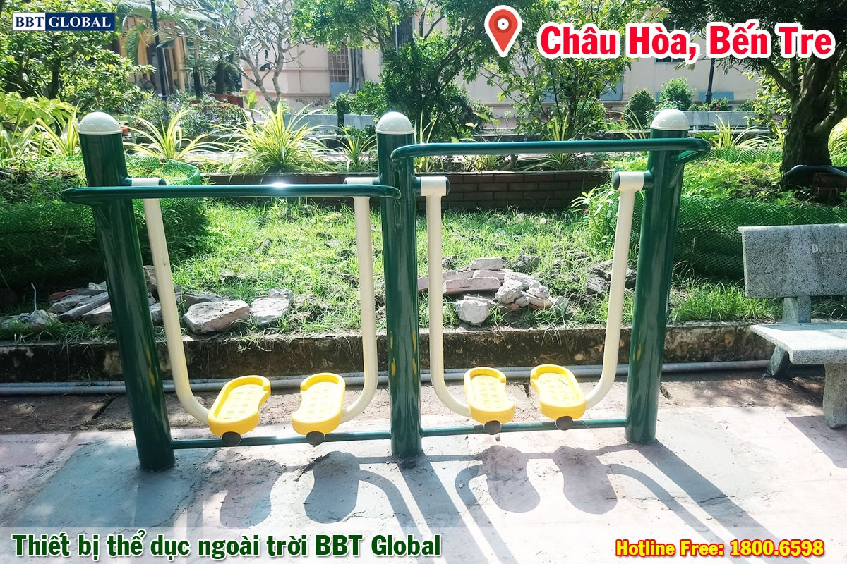 Dự án lắp đặt thiết bị thể dục ngoài trời tại Giồng Trôm, Bến Tre | Dụng cụ tập đi bộ trên không đôi 2 nấc độ cao