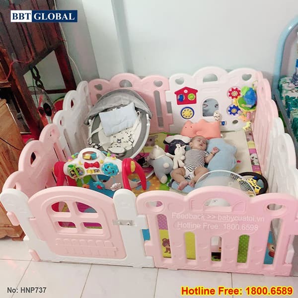 Quây cũi 8 cạnh Hàn Quốc nhập khẩu có đồ chơi HNP737-8 cạnh