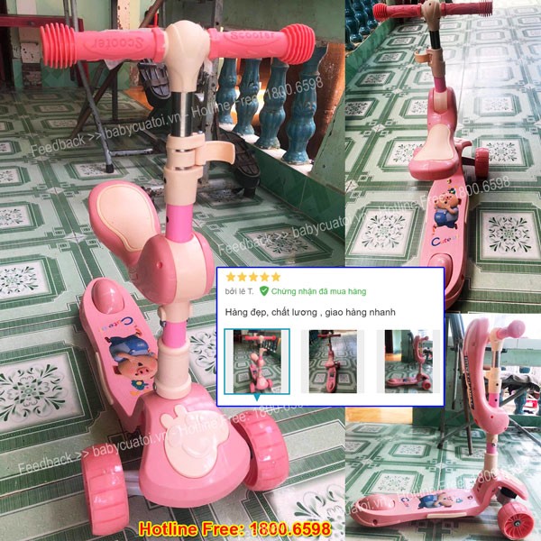 Xe trượt Scooter BBT Global 2 trong 1 có đèn và nhạc SK1306N