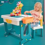 Bộ bàn chơi LEGO đa năng 1 ghế cho bé màu xanh BB104