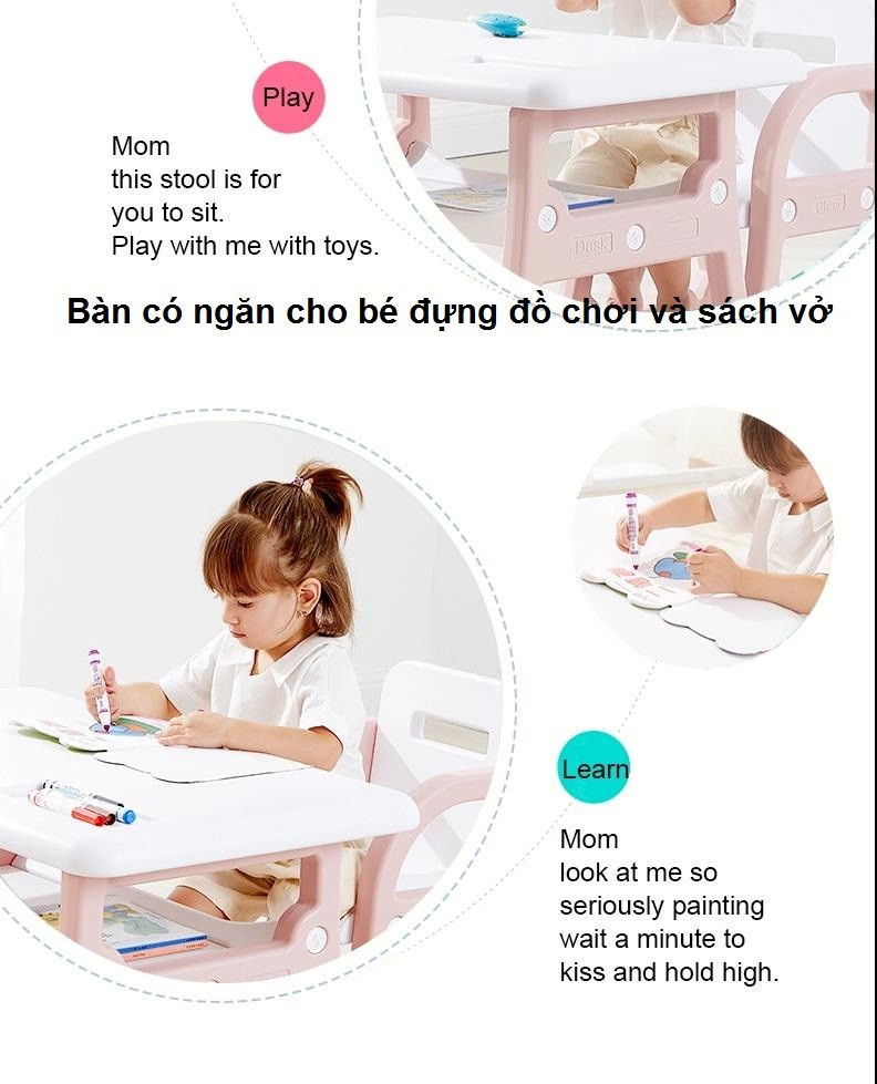 Bộ 1 bàn 1 ghế BBT Global cho bé mã BB105