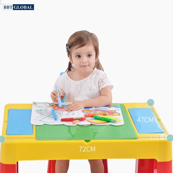 Bộ bàn chơi LEGO đa năng 2 ghế cho bé màu xanh BB106