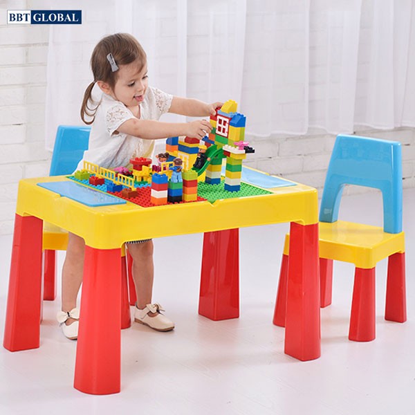 Bộ bàn chơi LEGO đa năng 2 ghế cho bé màu xanh BB106