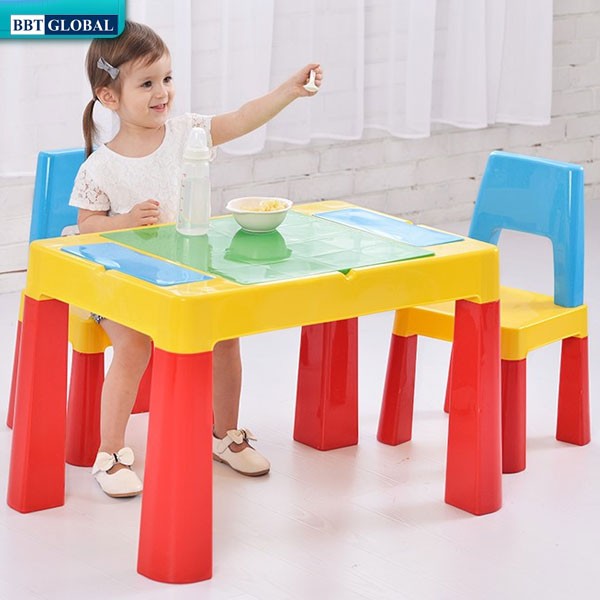 Bộ bàn chơi LEGO đa năng 2 ghế cho bé màu xanh BB106