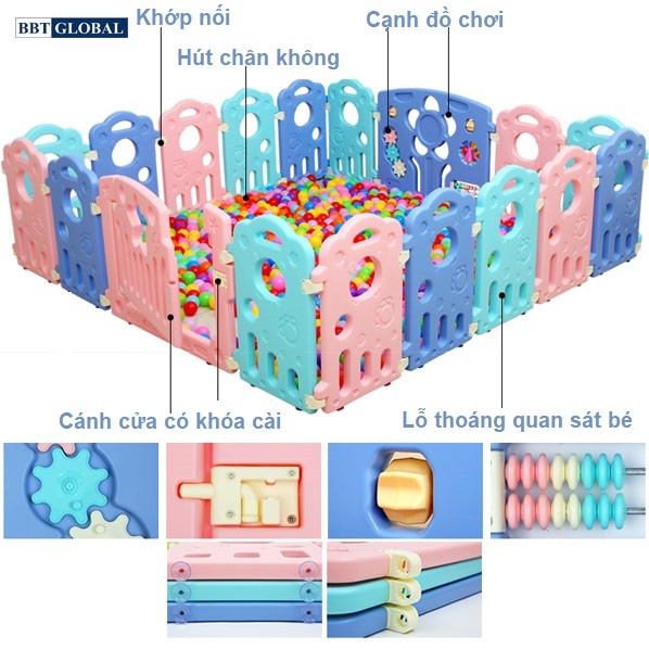 Bể bóng 16 cạnh 1.6*2m cho bé Sắc màu có đồ chơi BR9502-16 (mẫu cũ)