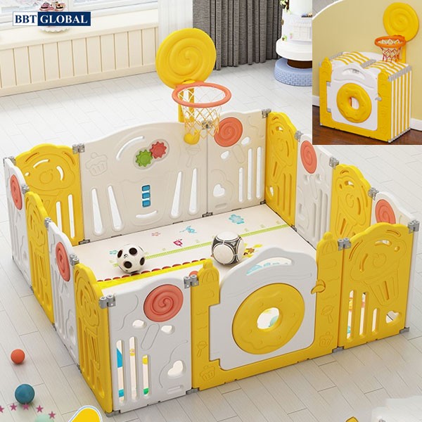 Quây cũi cho bé ném bóng rổ BR9507 màu vàng