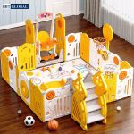 Combo quây bóng cầu trượt xích đu gấp gọn hình kẹo BSL307 màu vàng