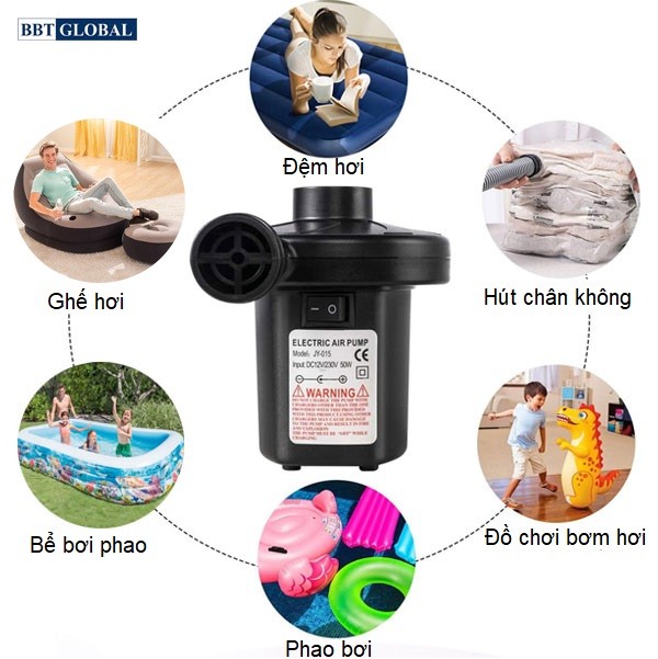Bơm điện hút xả 2 chiều 2 nguồn điện 12V và 220V mã JY-015