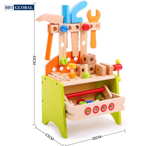 Đồ chơi sửa chữa kết hợp xếp hình bằng gỗ cao cấp MSN13023