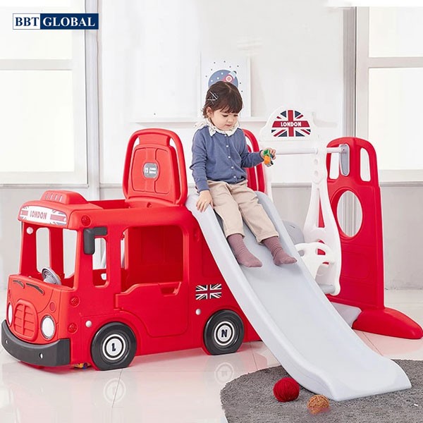Cầu trượt bể bóng Hàn Quốc xe Bus London 3 trong 1 Y2011