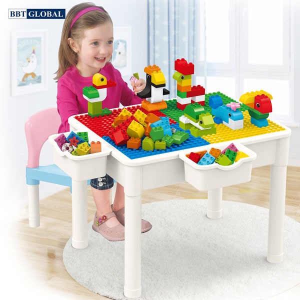 Bộ bàn chơi LEGO đa năng 1 ghế kèm bộ xếp hình 60 chi tiết cỡ lớn 188T-3
