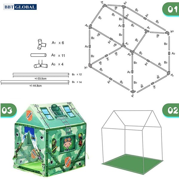 Nhà bóng lều quân đội cho bé 995-7070C
