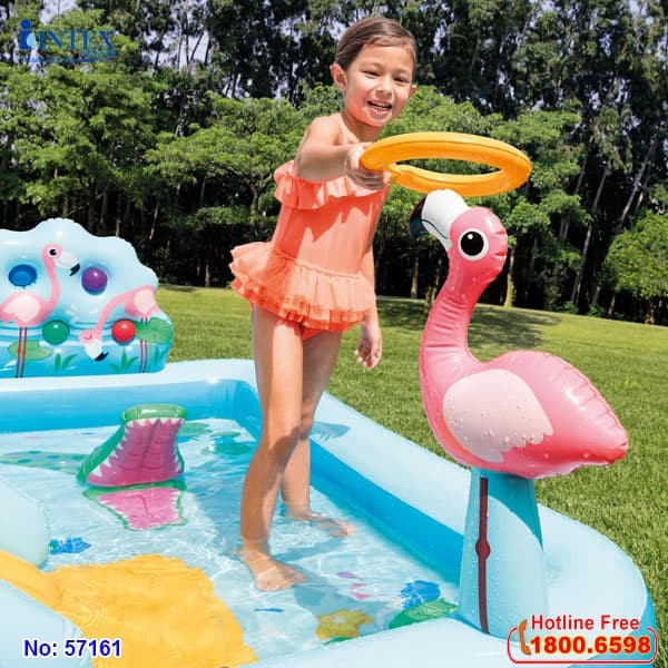 Bể bơi phao cầu trượt có vòi phun mưa INTEX 57161