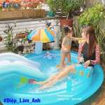 Bể bơi phao cầu trượt cá sấu chúa có vòi phun mưa INTEX 57165