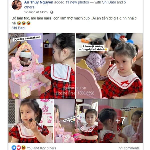 Đồ chơi bàn trang điểm gỗ cao cấp cho bé JYNC006