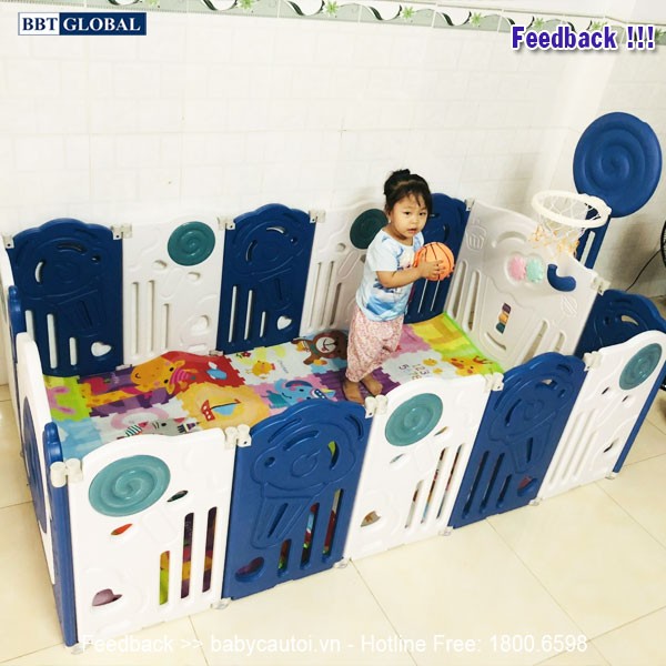 Quây cũi gấp gọn có ném bóng rổ BR9507 màu xanh