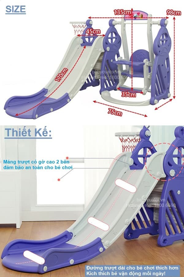 Cầu trượt xích đu cho bé BSL301