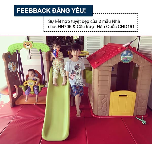 Cầu trượt xích đu gấu Hàn Quốc CHD161