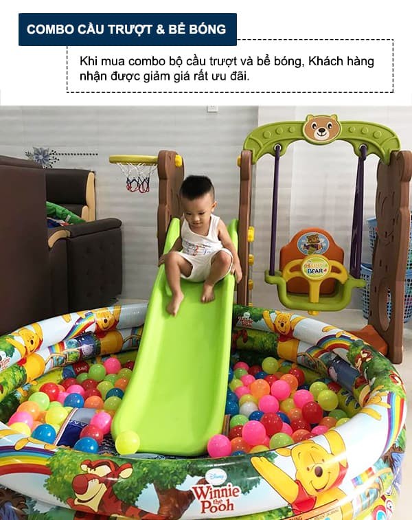 Cầu trượt xích đu gấu Hàn Quốc CHD161