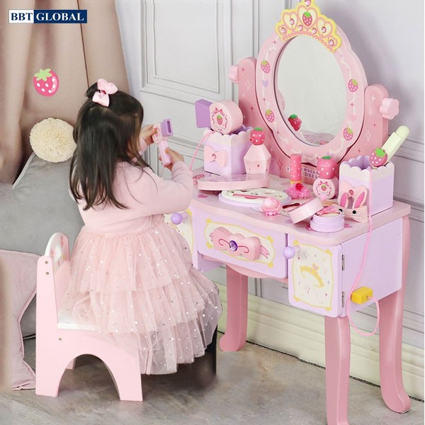 Bộ bàn trang điểm bằng gỗ cỡ lớn kèm ghế cho bé JYNC051