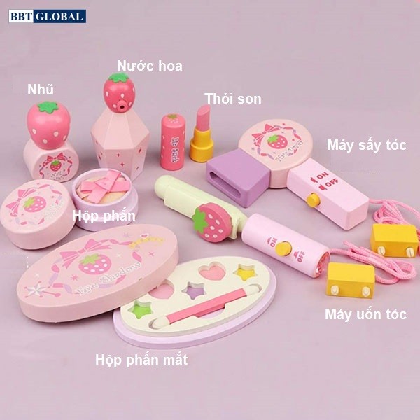 Đồ chơi bàn trang điểm gỗ cao cấp cho bé JYNC006