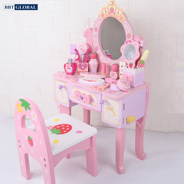 Bộ bàn trang điểm bằng gỗ cỡ lớn kèm ghế cho bé JYNC051
