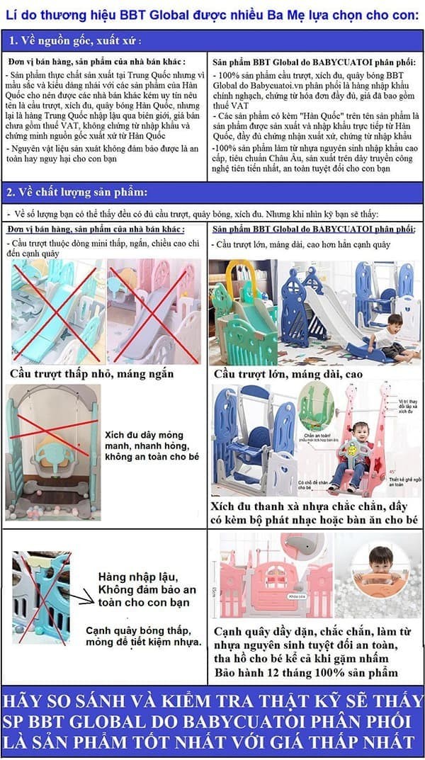 Lý do khách hàng mua cầu trượt quây bóng tại Babycuatoi