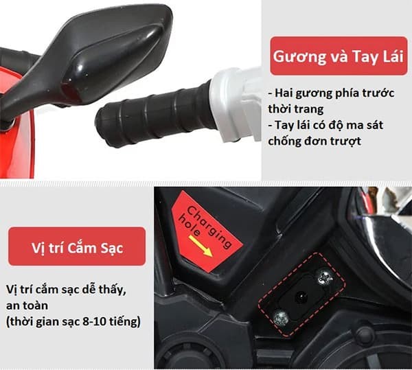 Xe máy điện trẻ em phân khối lớn 3 bánh BBT-1200 | Tính năng