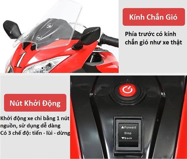 Xe máy điện trẻ em phân khối lớn 3 bánh BBT-1200 | Tính năng