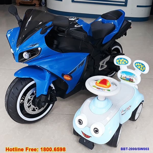 Xe máy điện trẻ em phân khối lớn BBT-2000 màu xanh