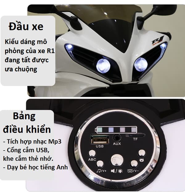 Xe máy điện trẻ em phân khối lớn BBT-2000 màu xanh | Trang bị