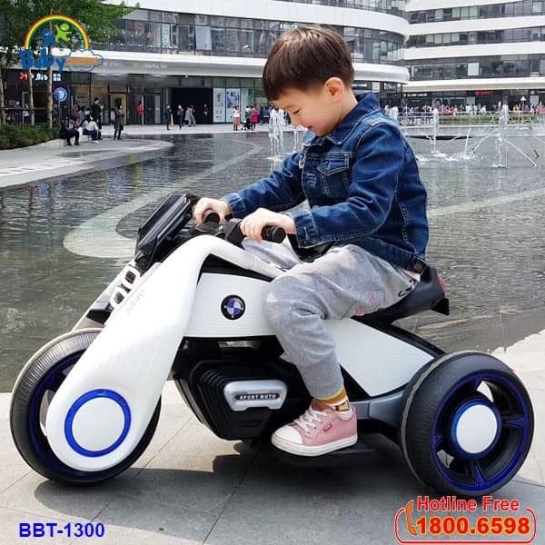 Xe máy điện trẻ em thể thao BBT-1300 màu trắng