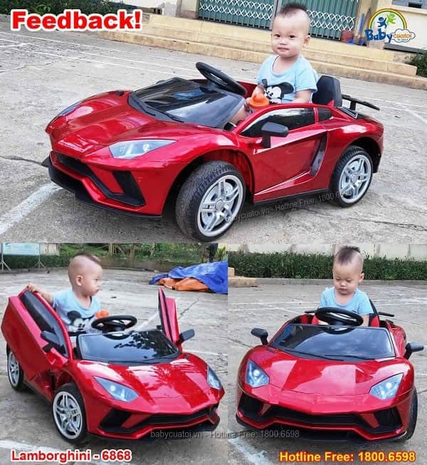 Xe ô tô điện trẻ em Lamborghini BBT-6868 màu đỏ phun sơn