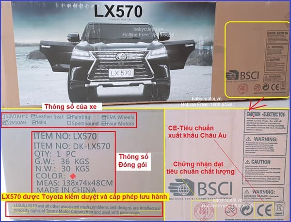 Xe Ô tô điện trẻ em Bản quyền Cao cấp Lexus LX570