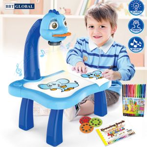 Bộ đèn bàn máy chiếu học vẽ thông minh size to cho bé YM6886