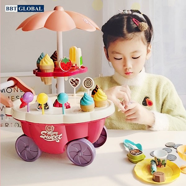 Đồ chơi xe đẩy bán kem cỡ lớn có đèn và nhạc 668-88