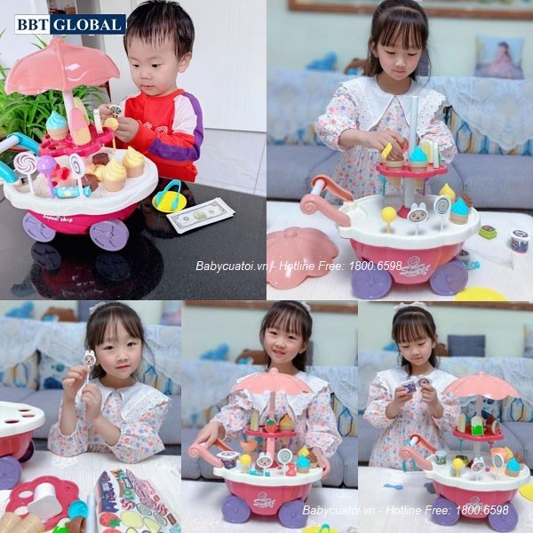 Đồ chơi xe đẩy bán kem cỡ lớn có đèn và nhạc 668-88