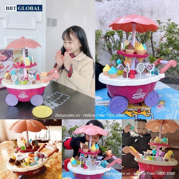 Đồ chơi xe đẩy bán kem cỡ lớn có đèn và nhạc 668-88