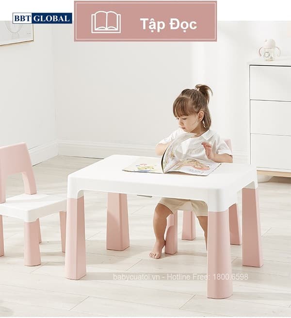 Bộ bàn ghế trẻ em Style Hàn Quốc BB100 màu hồng