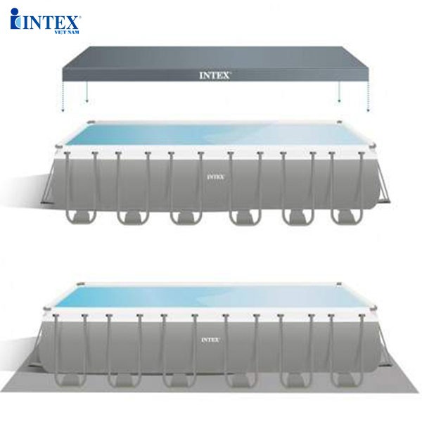 Bể bơi khung kim loại siêu cao cấp DELUXE 7m32 máy lọc điện phân INTEX 26368