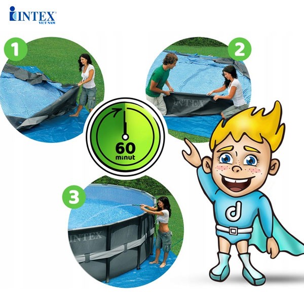 Bể bơi khung kim loại chịu lực tròn 5m49x1m22 mẫu mới INTEX 26744