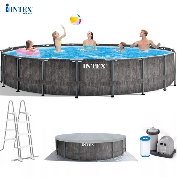 Bể bơi khung kim loại chịu lực tròn 5m49x1m22 mẫu mới INTEX 26744