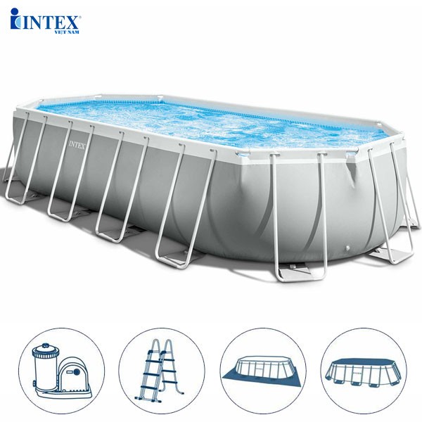 Bể bơi khung kim loại chịu lực cao cấp OVAL PREMIUM dài 6m1 INTEX 26798