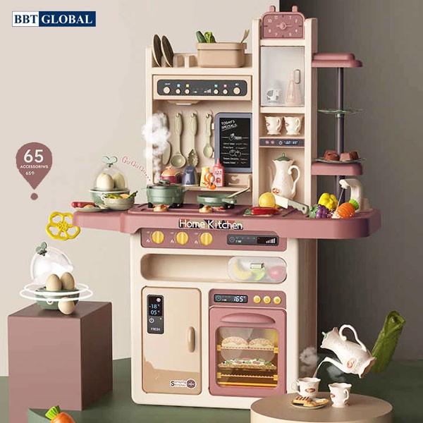 Đồ chơi nấu ăn cao cấp cỡ đại 93cm 65 chi tiết hồng hiện đại 889-212