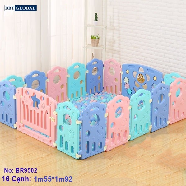 Bể bóng 16 cạnh 1.6*2m cho bé Sắc màu có đồ chơi BR9502-16 (mẫu cũ)