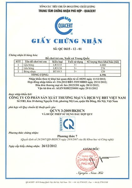 Đồ chơi trẻ em TpHCM | Chứng nhận chất lượng