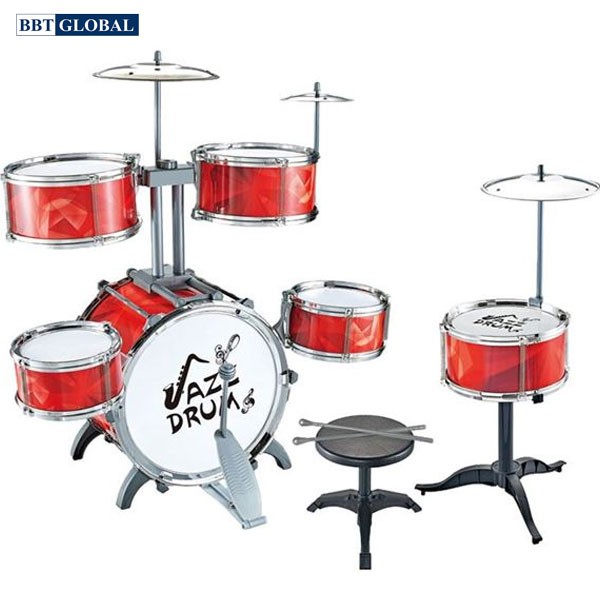 Bộ trống đồ chơi cho bé 9 chi tiết cỡ lớn kèm ghế ngồi M6309