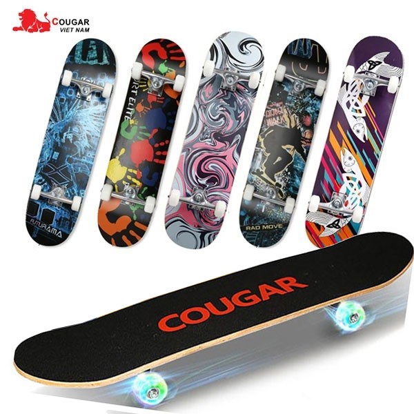 Ván trượt 9 lớp Cougar bánh sáng kèm túi đeo vai+bộ dụng cụ MH3108QS