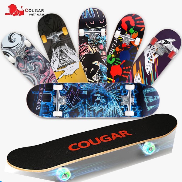 Ván trượt 9 lớp Cougar bánh sáng kèm túi đeo vai+bộ dụng cụ MH3108QS